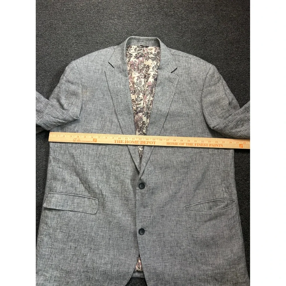Oak‎ Hill Linen Rayon Blazer Sport Coat Gray Mens 2XLT Floral Lining 2-Button